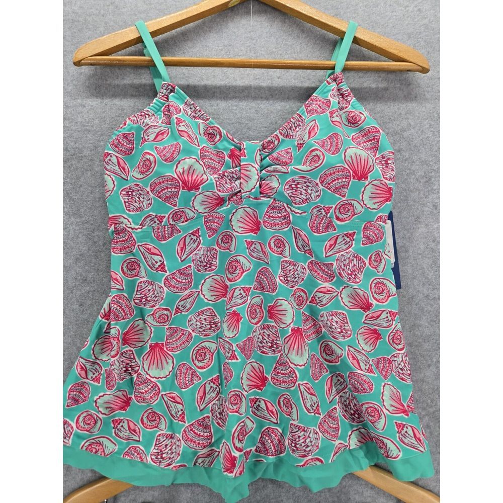 Caribbean Joe Island Women's Tankini Swim Shells Bathing Suit Top‎ Swimsuit 10